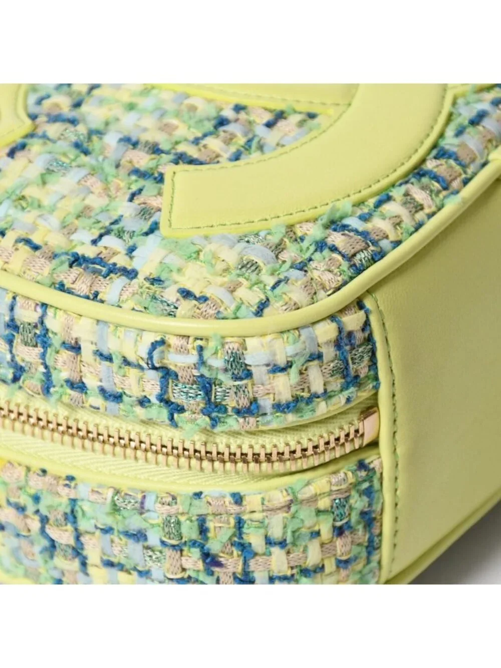 Chanel CC Mania Small Camera Bag CC Logo Lime Green Multicolor Tweed Lambskin